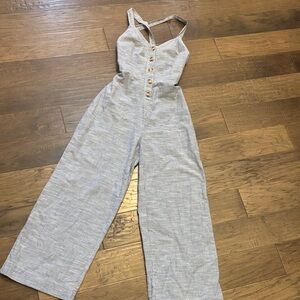 Japna blue & white striped cropped jumpsuit with tie back